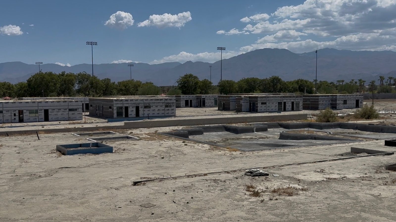 Unfinished guest accommodations at a large Coachella Valley hospitality project